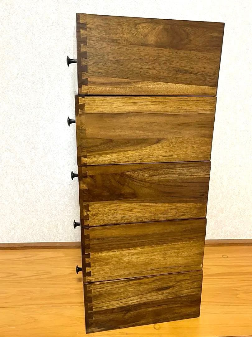 ギギliving チークスリム五段ハイチェスト W45✕D35xH114