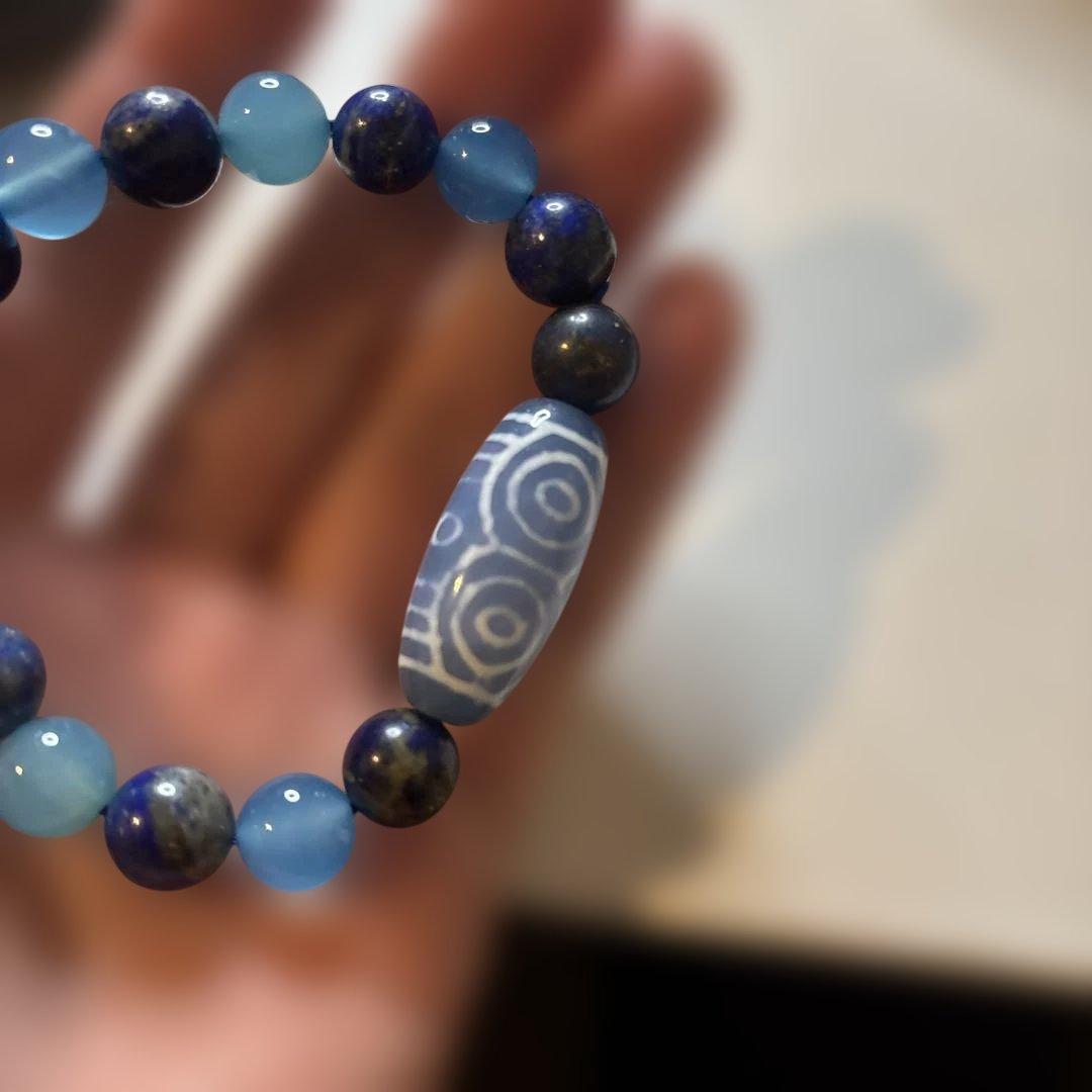 すっごいパワー！青瑪瑙とラピスラズリ、龍眼天珠のブレス！