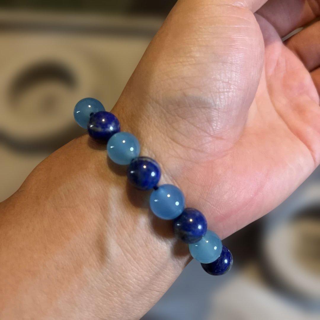 すっごいパワー！青瑪瑙とラピスラズリ、龍眼天珠のブレス！