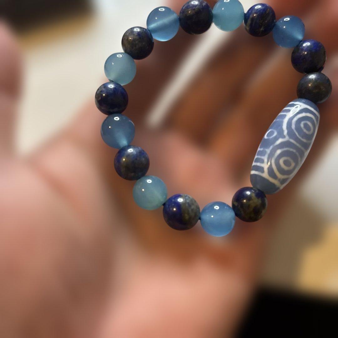 すっごいパワー！青瑪瑙とラピスラズリ、龍眼天珠のブレス！