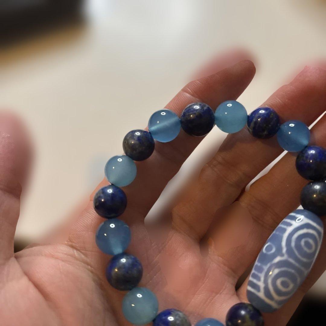 すっごいパワー！青瑪瑙とラピスラズリ、龍眼天珠のブレス！