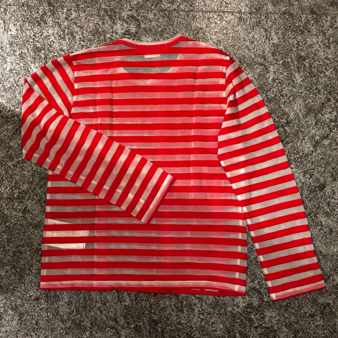 COMME des GARÇONS 長袖Tシャツ Sサイズ レッド/ストライプ