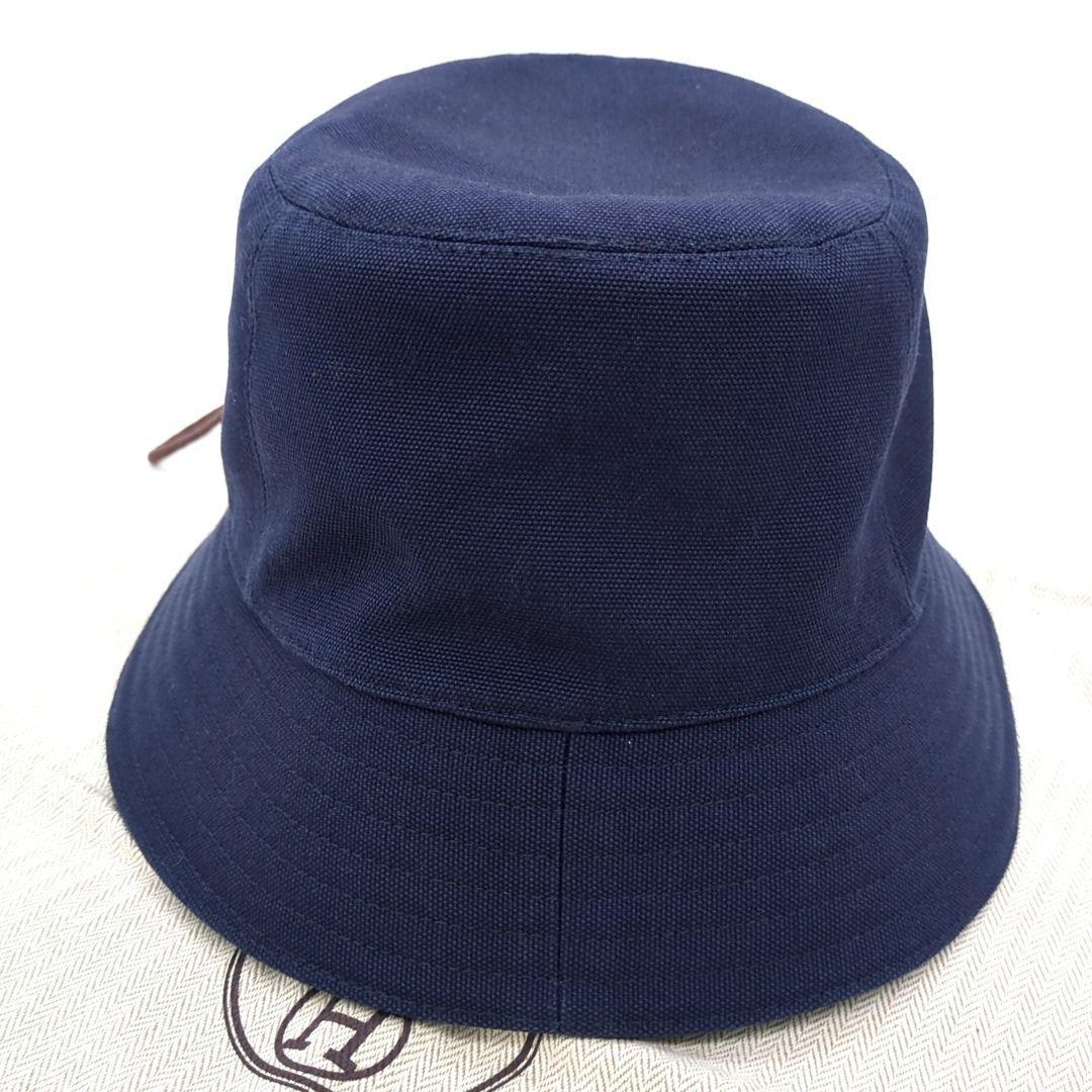 HERMES エルメス サイズ58 バケットハット ネイビー コットン　ポリ