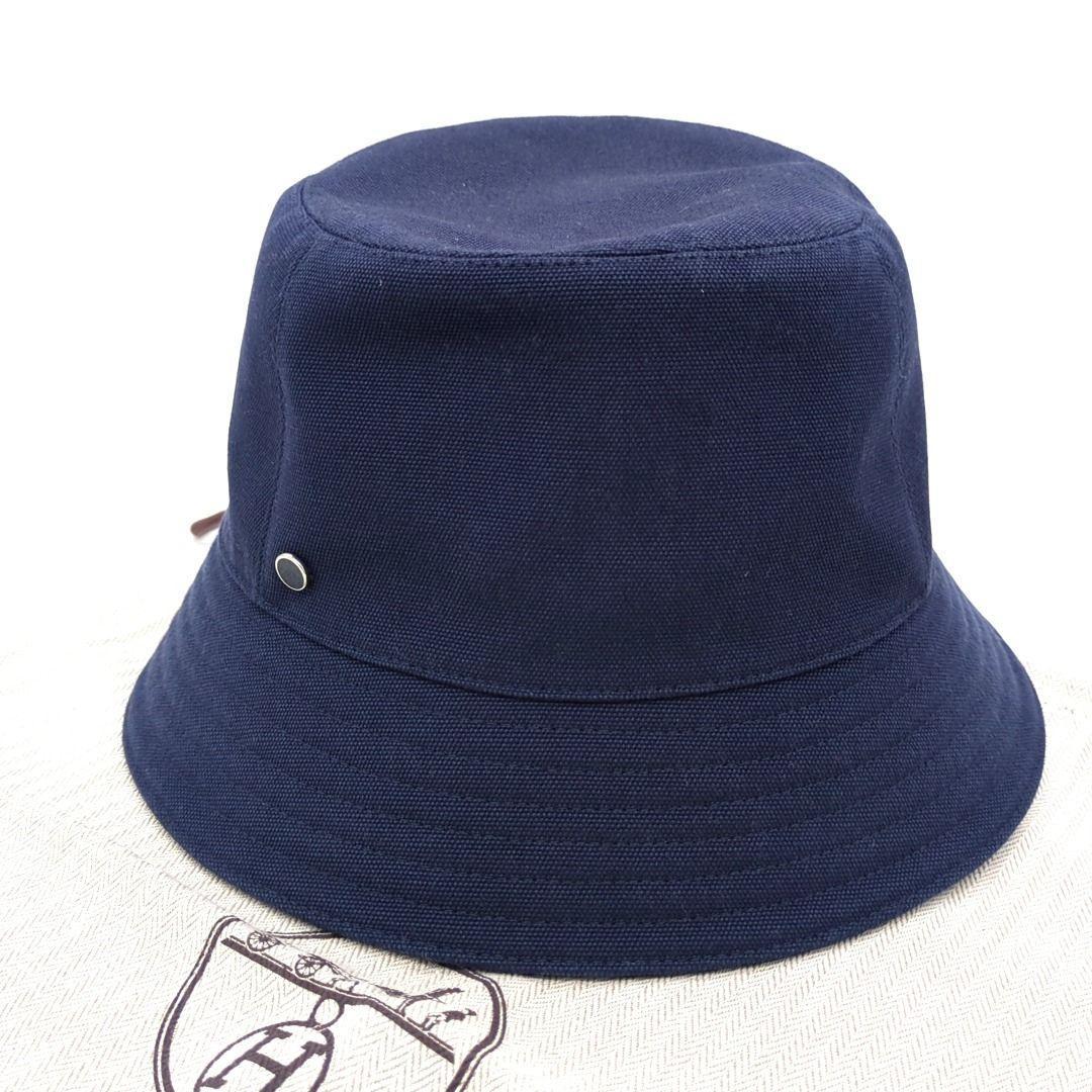 HERMES エルメス サイズ58 バケットハット ネイビー コットン　ポリ