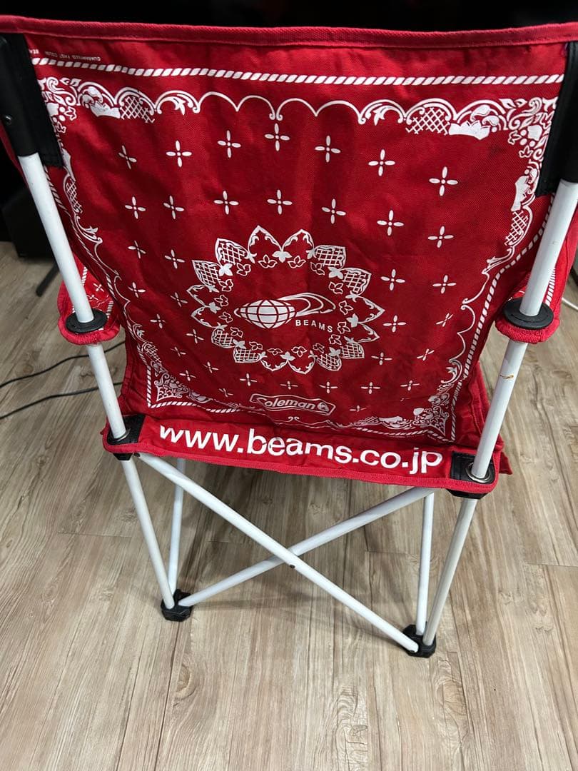 【希少モデル】Coleman × BEAMS コラボチェア ペイズリー赤&黒