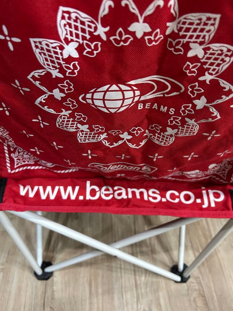 【希少モデル】Coleman × BEAMS コラボチェア ペイズリー赤&黒