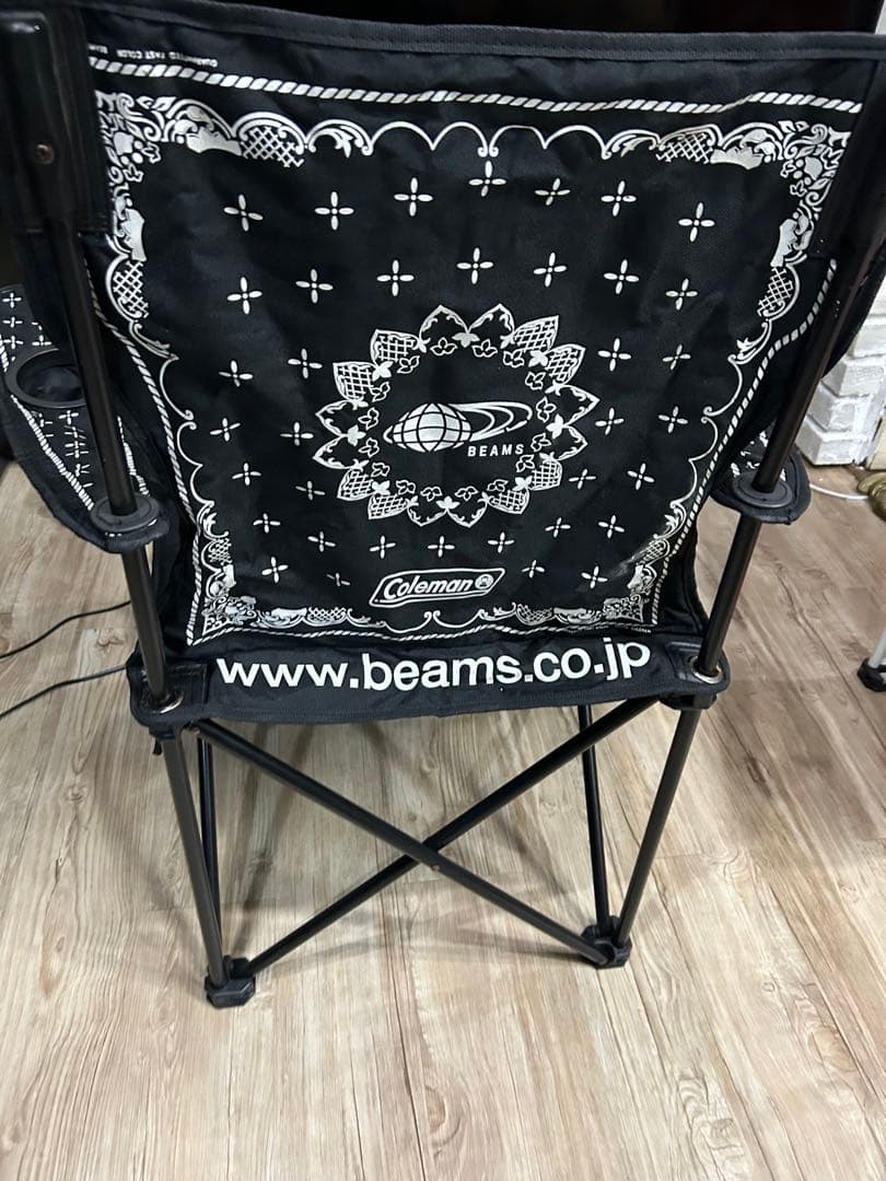 【希少モデル】Coleman × BEAMS コラボチェア ペイズリー赤&黒
