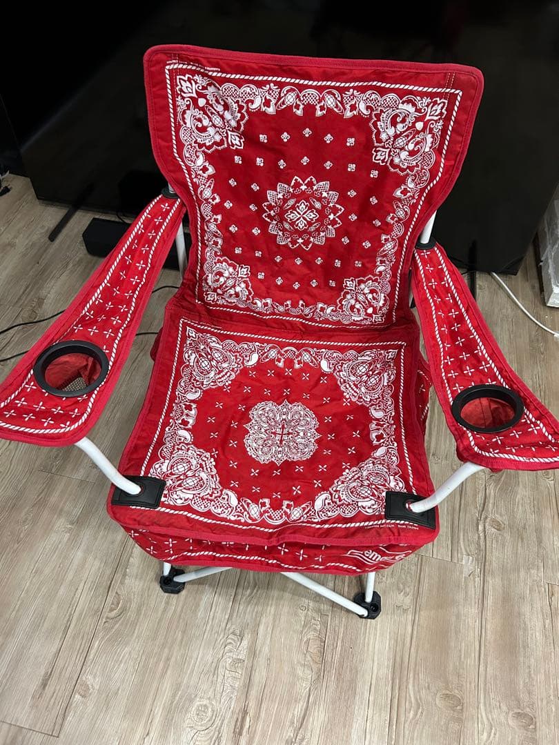 【希少モデル】Coleman × BEAMS コラボチェア ペイズリー赤&黒