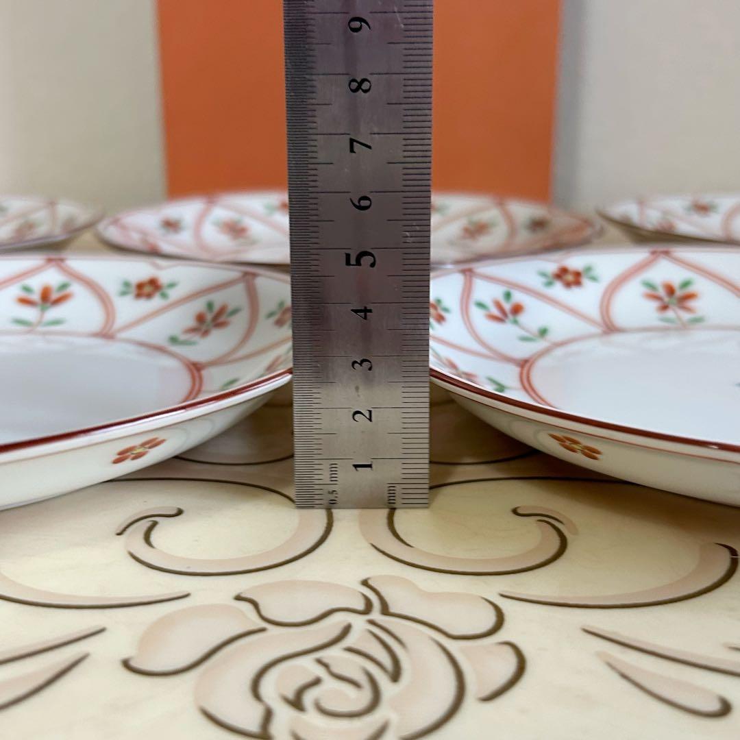 たち吉　赤絵　間取花紋　中皿揃　５枚セット　和皿　輪花皿　盛皿　和食器　染付　和