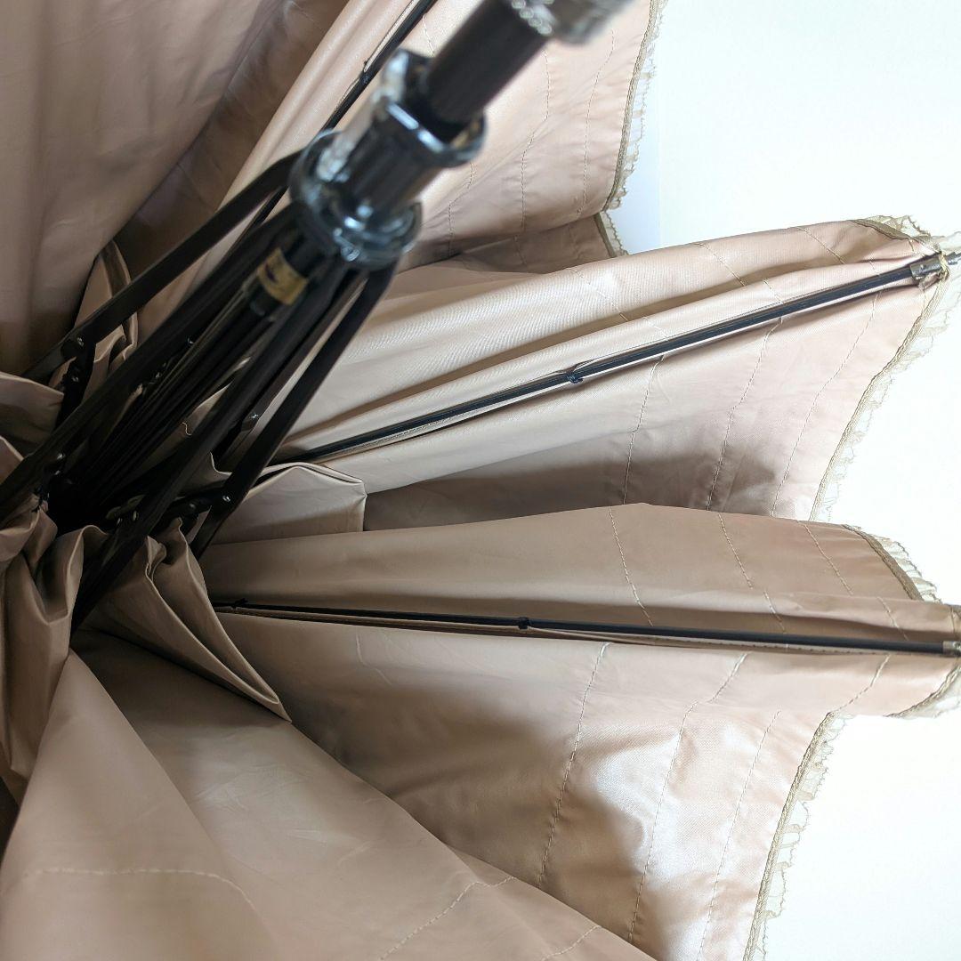 ジルスチュアート　モカベージュ　ブラウン　フリル晴雨兼用傘