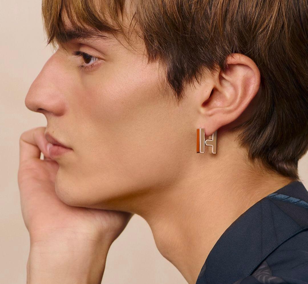 エルメス Hバスキュール 片耳ピアス グリーン 箱付き 美品