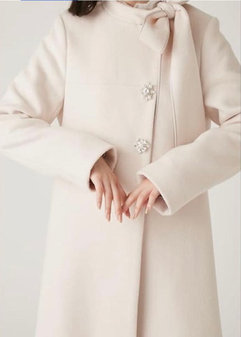 リリーブラウン　キャンディストック　Aラインビジューリボンコート　サイズ1