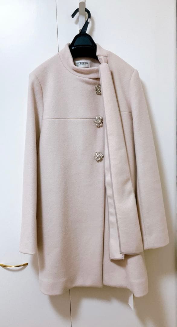 リリーブラウン　キャンディストック　Aラインビジューリボンコート　サイズ1