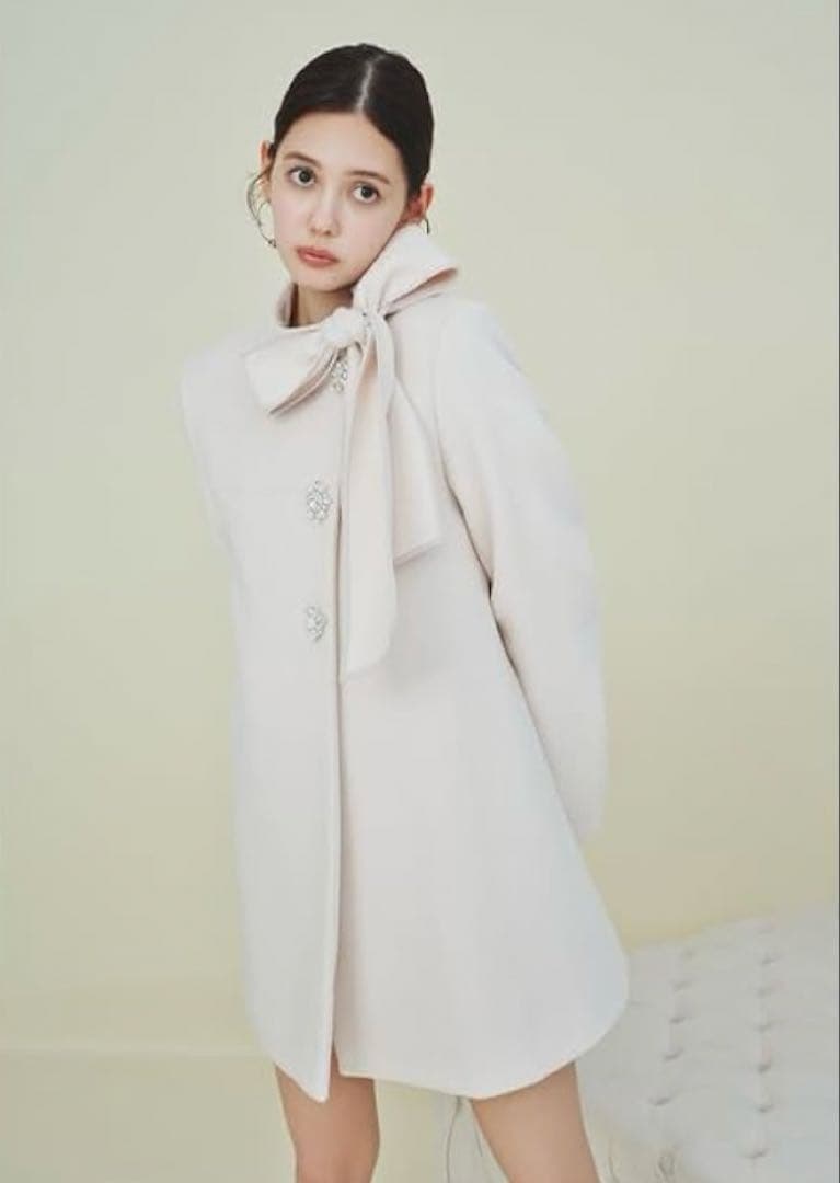 リリーブラウン　キャンディストック　Aラインビジューリボンコート　サイズ1