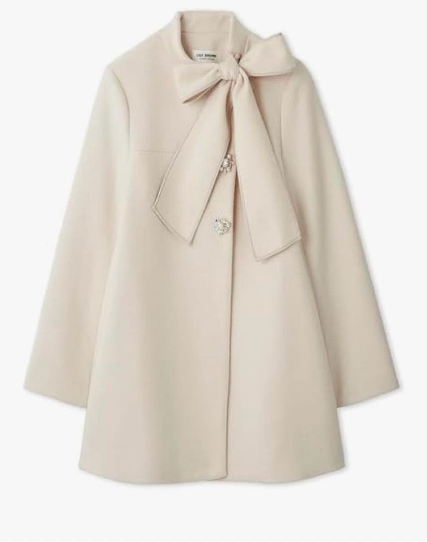 リリーブラウン　キャンディストック　Aラインビジューリボンコート　サイズ1