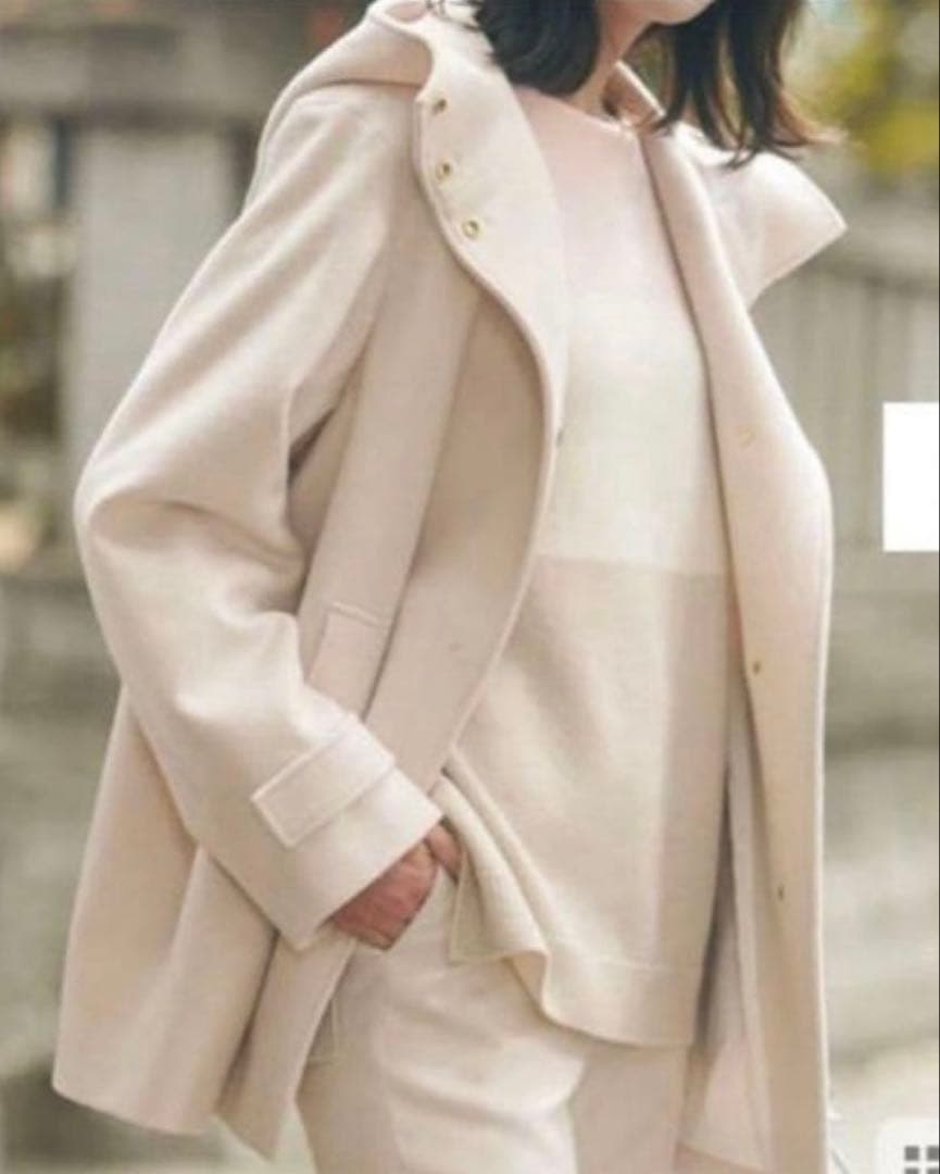 23区 ウールカシミヤ　ビーバー フード付き ショートコート 44 大きめ