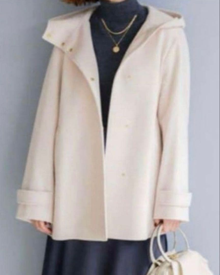 23区 ウールカシミヤ　ビーバー フード付き ショートコート 44 大きめ