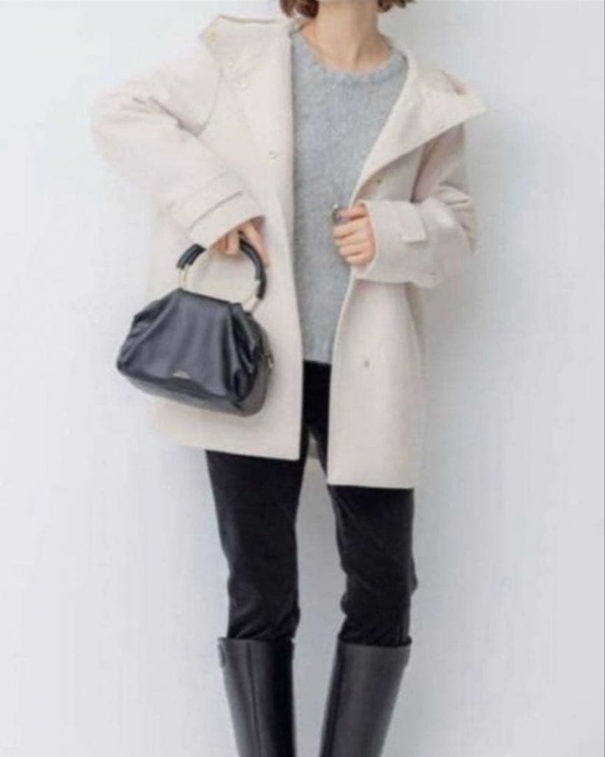 23区 ウールカシミヤ　ビーバー フード付き ショートコート 44 大きめ