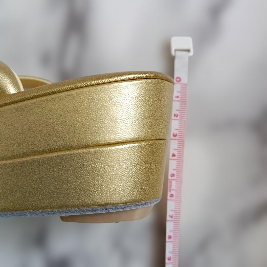 ★(新品未使用・美麗)礼装用ゴールド 本皮製　草履 バッグ セット 20