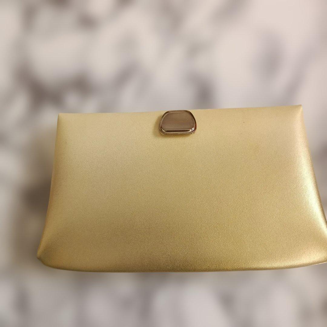 ★(新品未使用・美麗)礼装用ゴールド 本皮製　草履 バッグ セット 20