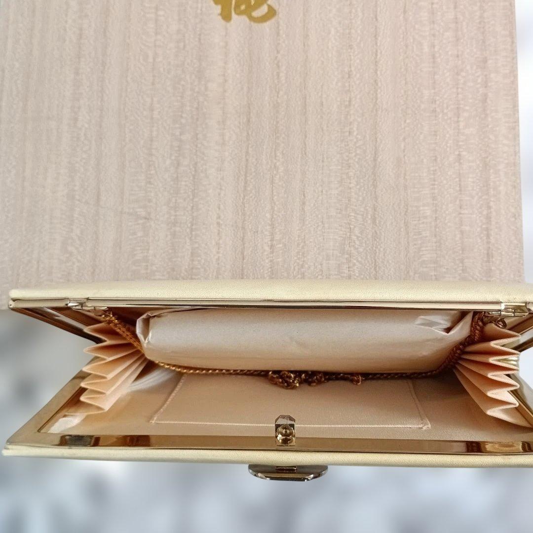 ★(新品未使用・美麗)礼装用ゴールド 本皮製　草履 バッグ セット 20