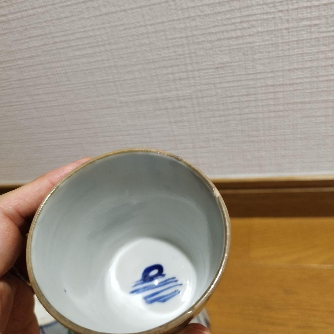 明治ごろ　草花文の蕎麦猪口　5客セット！　手書き絵付け