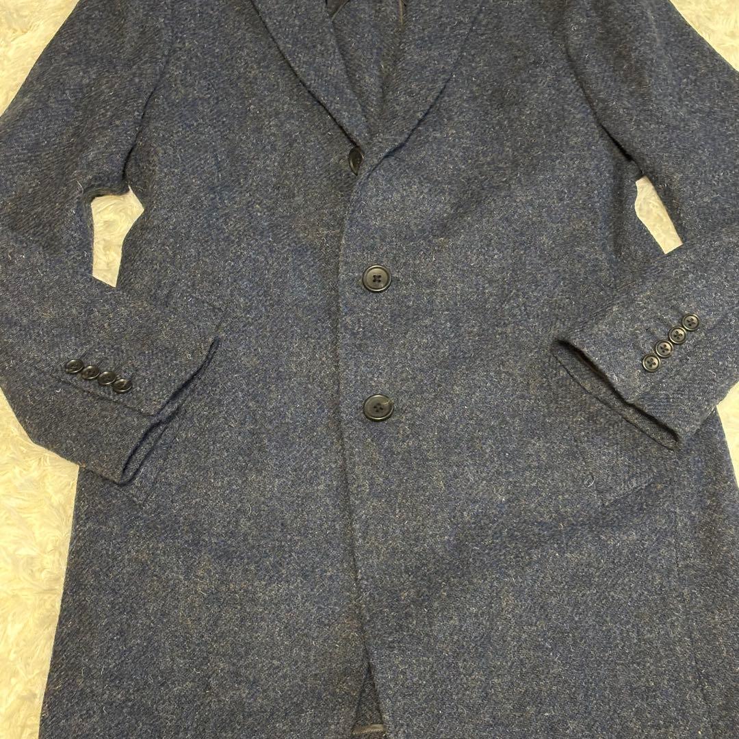希少色 ハリスツイード　ウールロングコート チェスターコート Lサイズ