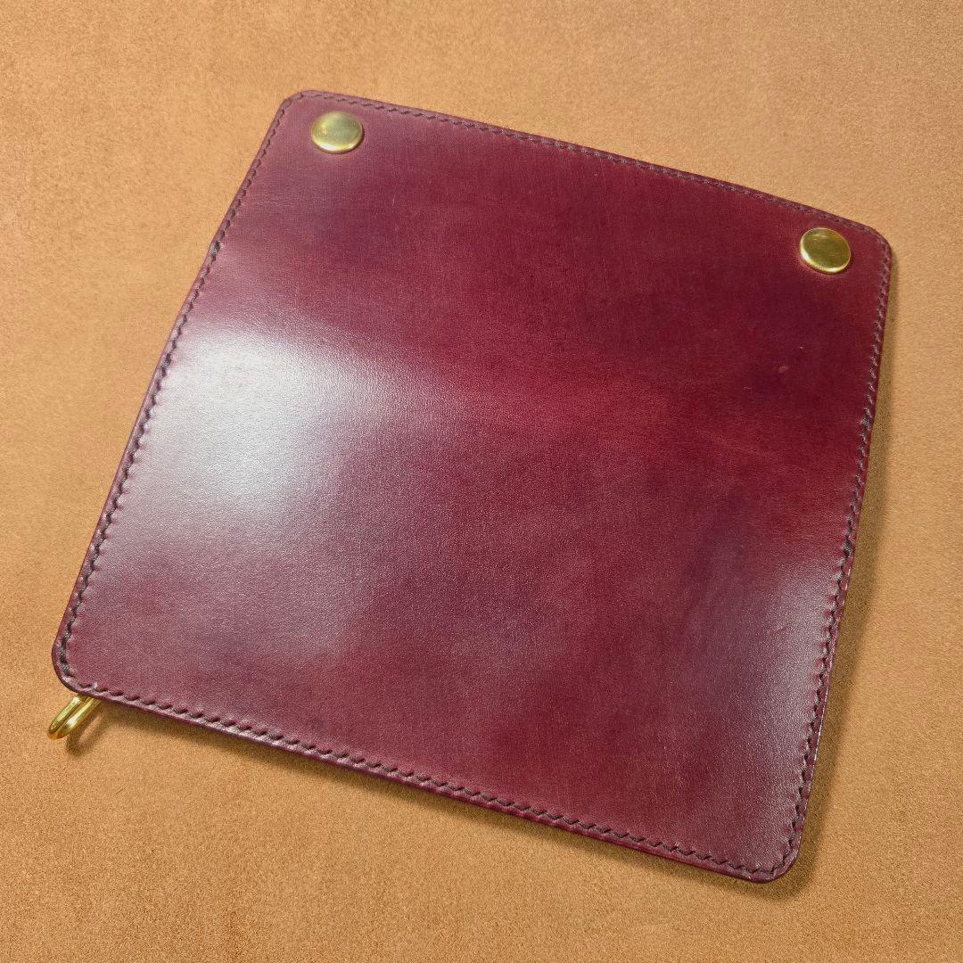 163 ロング　トラッカーウォレット イタリアンレザーTEXAS【ワインレッド】