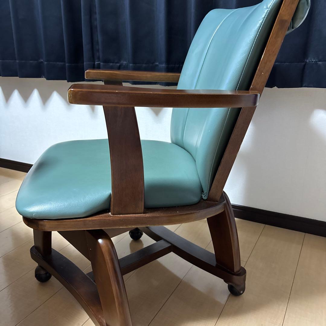 青緑色の合成皮革ダイニングチェア(コメント必須です)