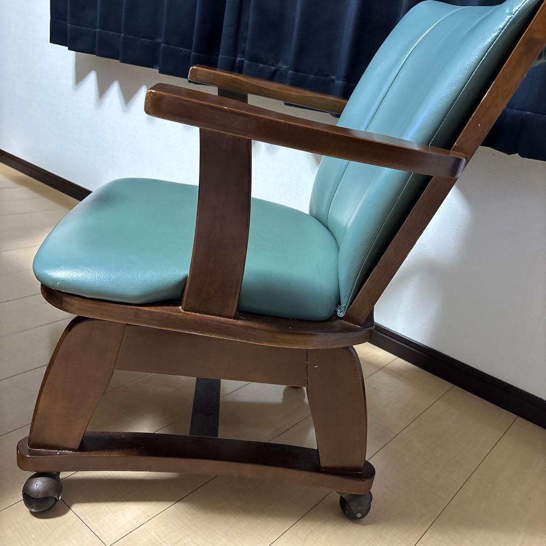 青緑色の合成皮革ダイニングチェア(コメント必須です)