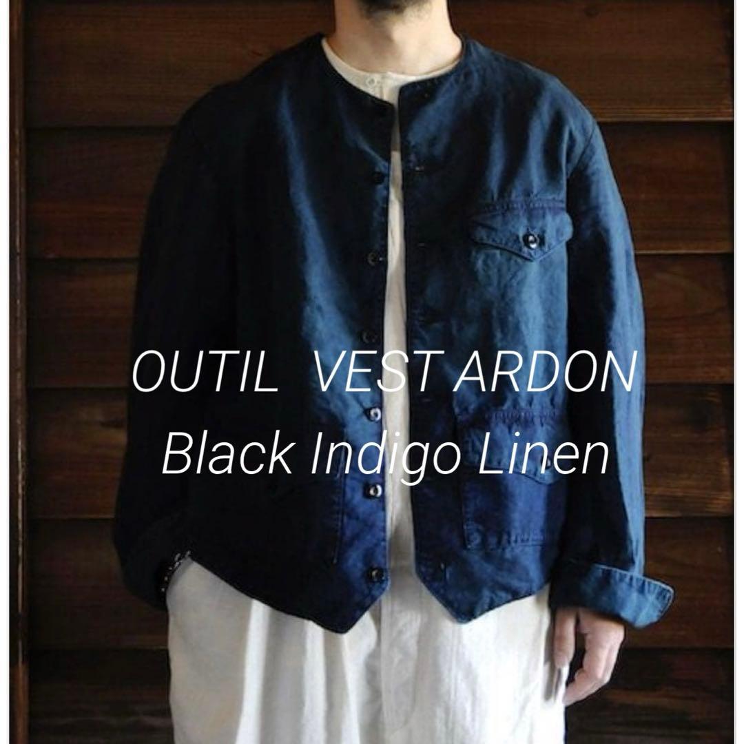 OUTIL ウティVESTE ARDON ブラックインディゴリネン