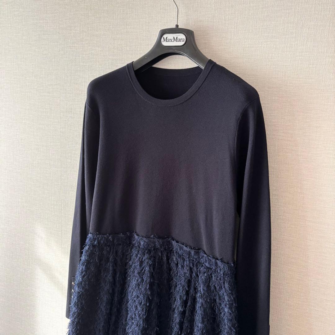 新品✨23区 24AW 滝沢真紀子さん着用ニットコンビワンピース 40ネイビー