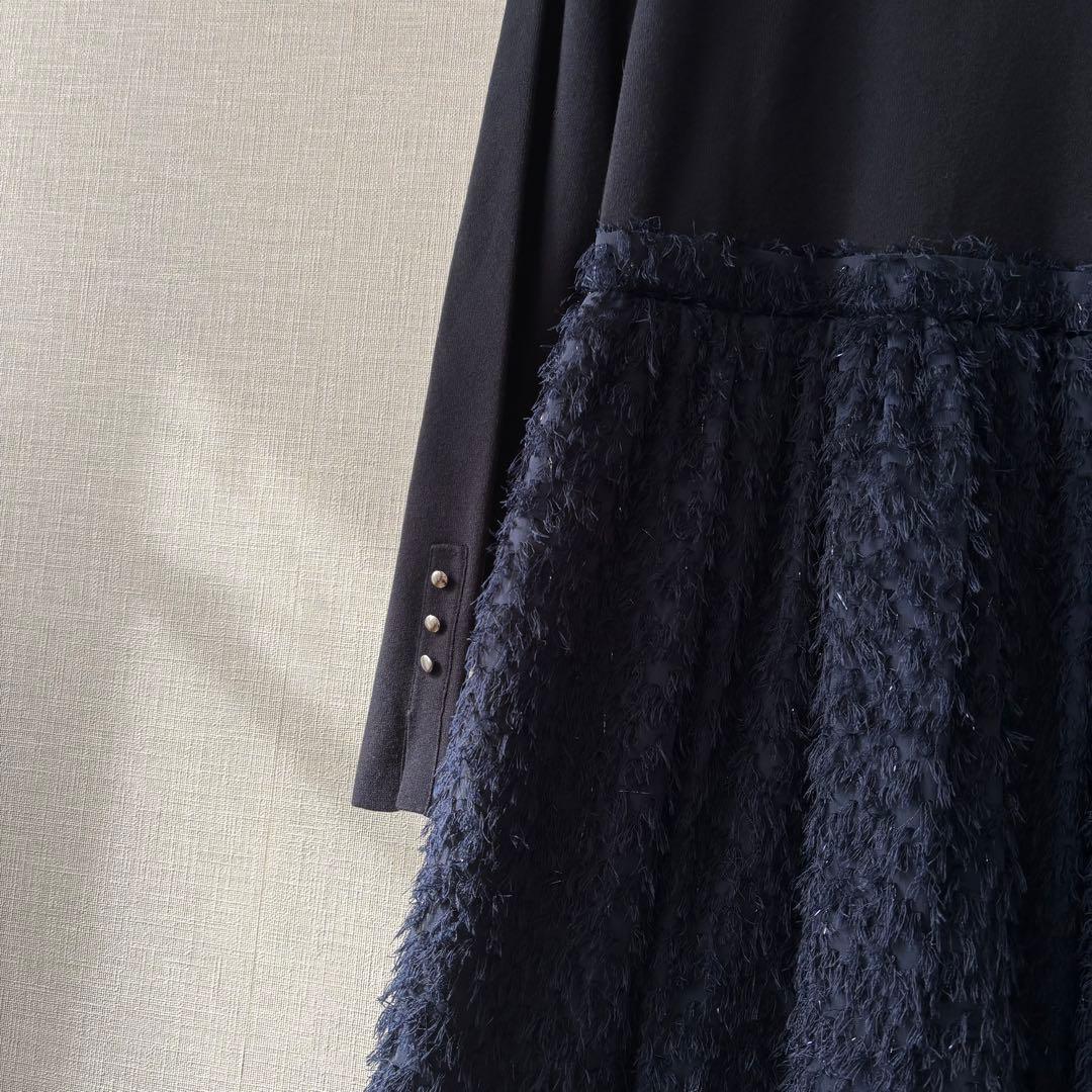 新品✨23区 24AW 滝沢真紀子さん着用ニットコンビワンピース 40ネイビー