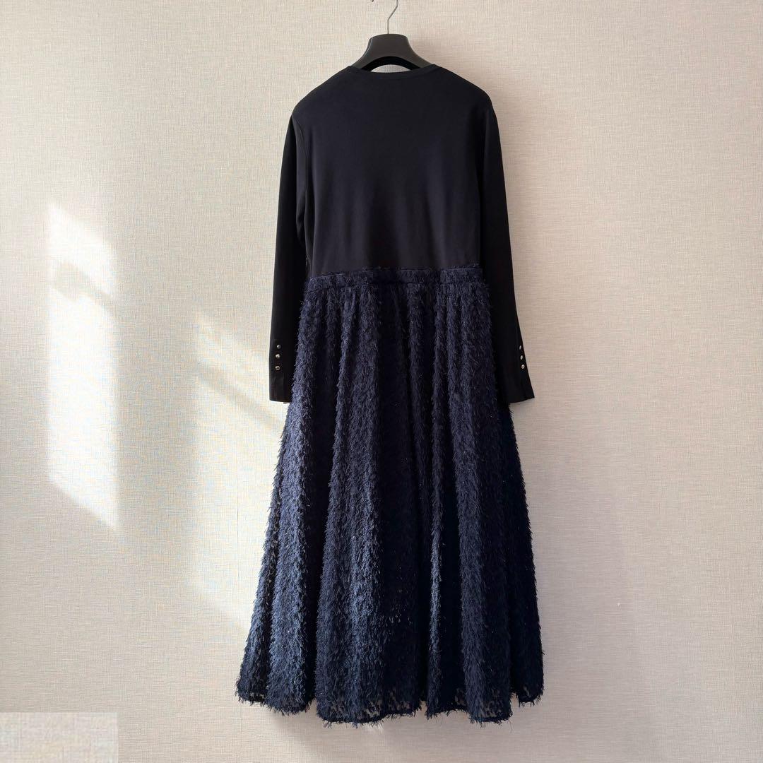 新品✨23区 24AW 滝沢真紀子さん着用ニットコンビワンピース 40ネイビー