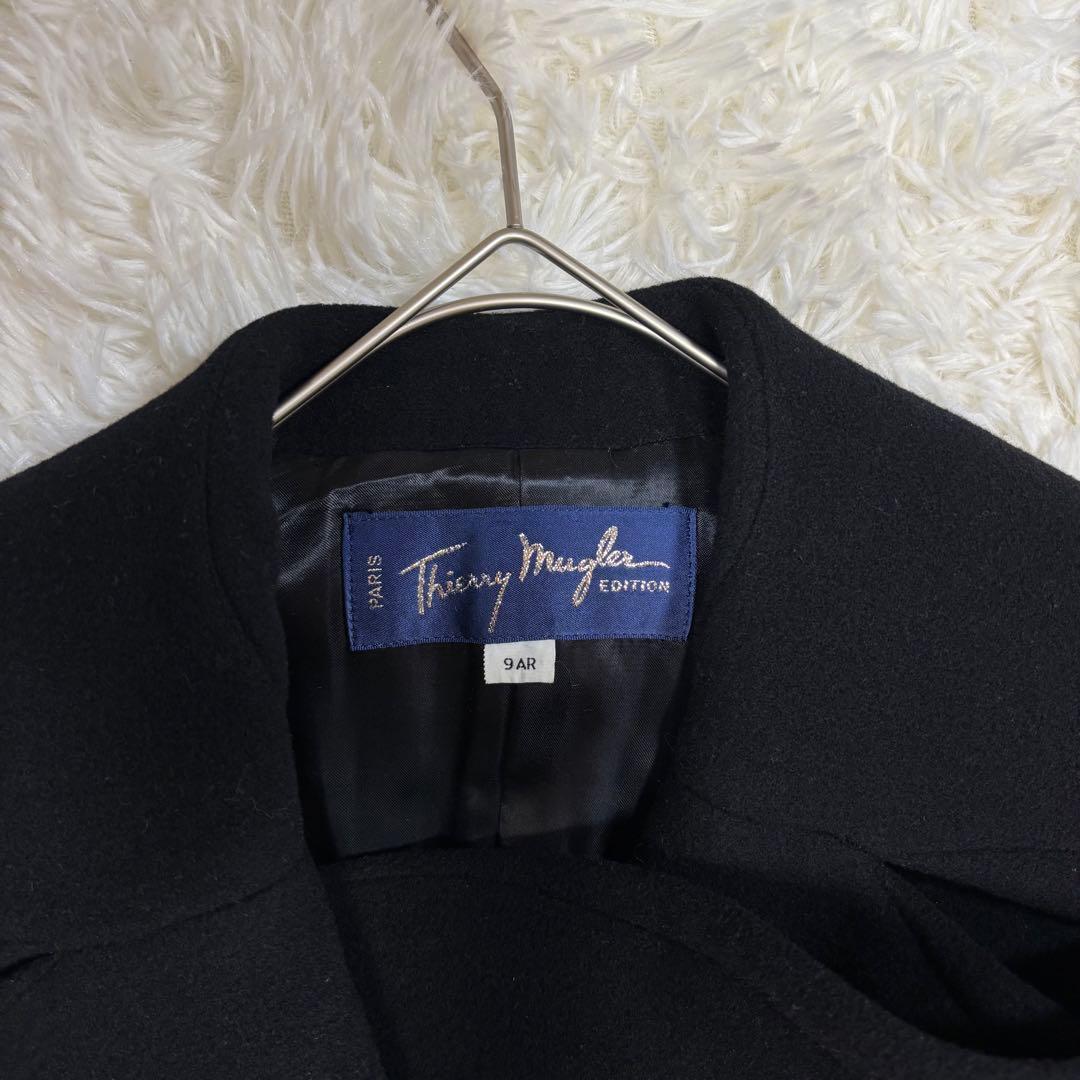 ティエリーミュグレー✨フレアロングコート✨黒✨ヴィンテージ✨女優襟✨ウール✨希少