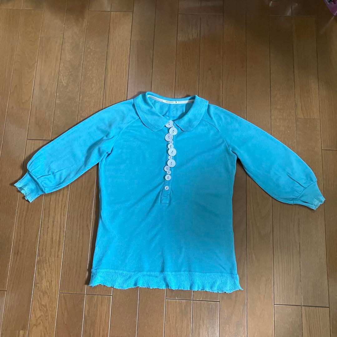 ミナペルホネン sky スカイブルー ポロシャツ サイズ1 七分袖