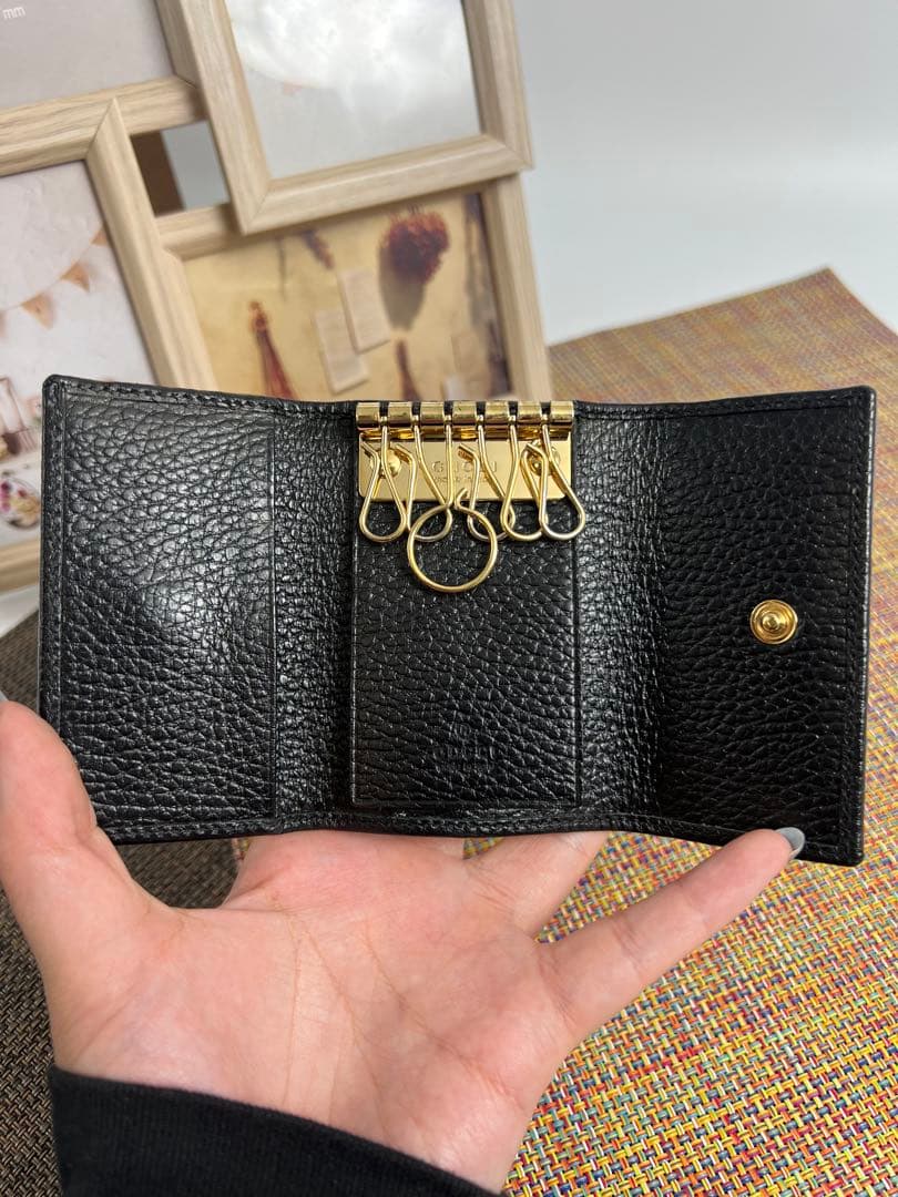 ✨美品✨ GUCCI グッチ　GGマーモント　6連キーケース　ブラックレザー