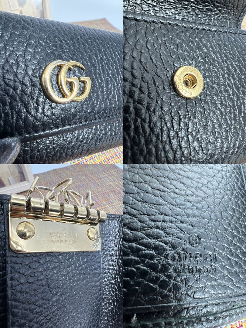 ✨美品✨ GUCCI グッチ　GGマーモント　6連キーケース　ブラックレザー