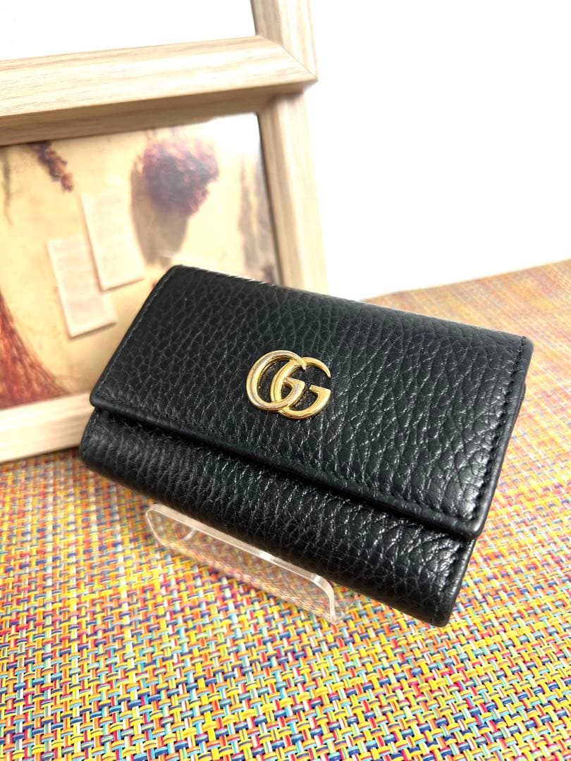 ✨美品✨ GUCCI グッチ　GGマーモント　6連キーケース　ブラックレザー