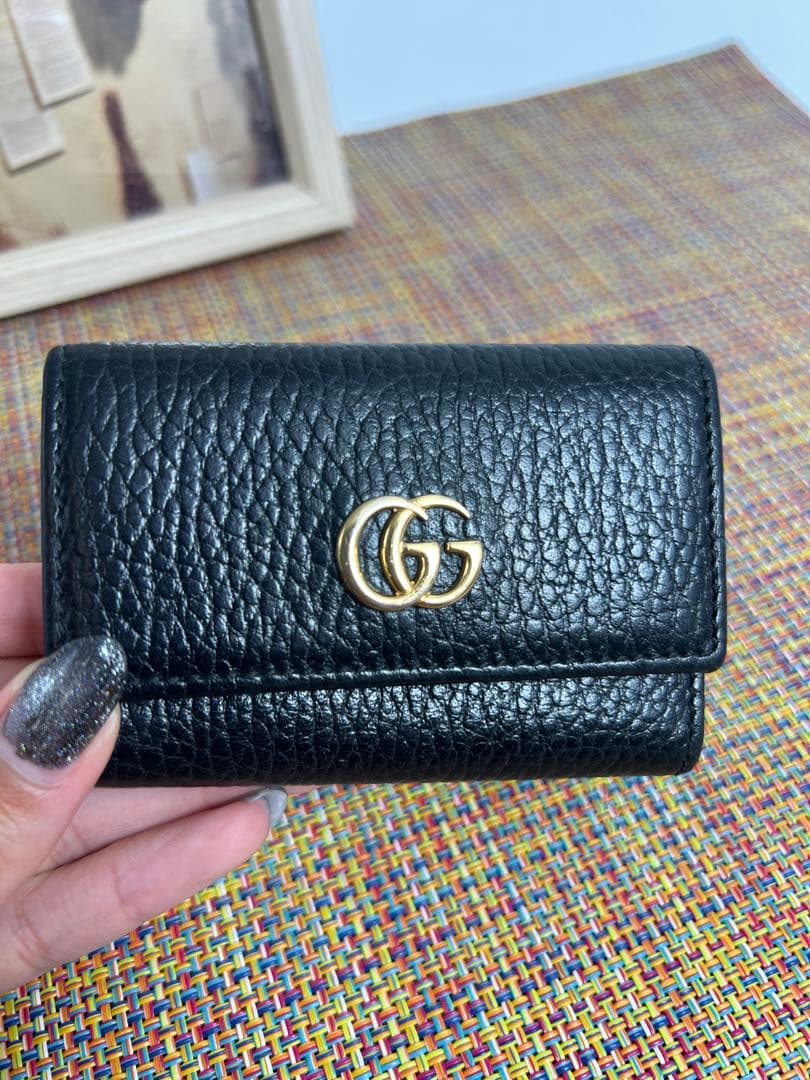 ✨美品✨ GUCCI グッチ　GGマーモント　6連キーケース　ブラックレザー