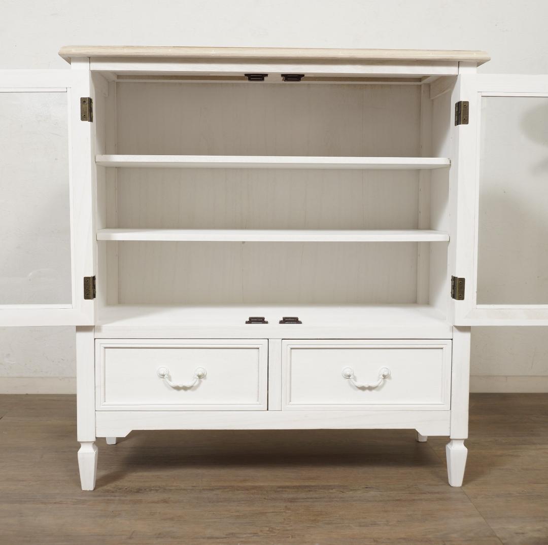 あちゃ　引き取り限定　アンティーク調　キャビネット　食器棚　シャビー