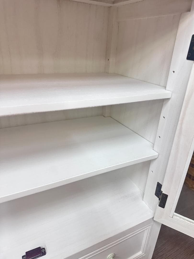 あちゃ　引き取り限定　アンティーク調　キャビネット　食器棚　シャビー