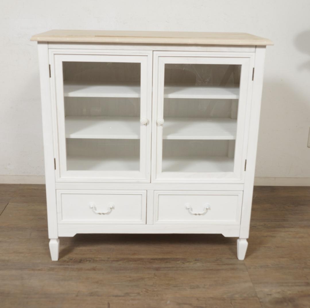 あちゃ　引き取り限定　アンティーク調　キャビネット　食器棚　シャビー