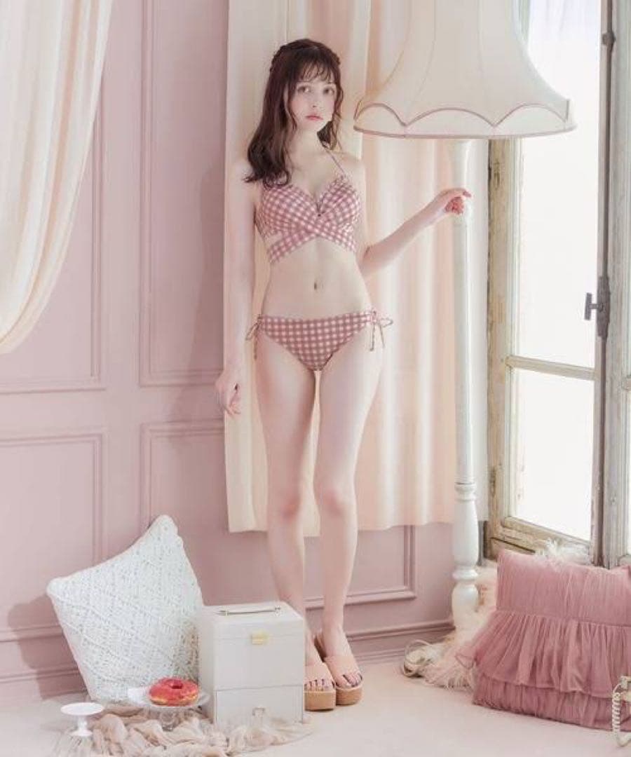 Sugar スカート付き2way ギンガムチェック柄クロスビキニ3点セット