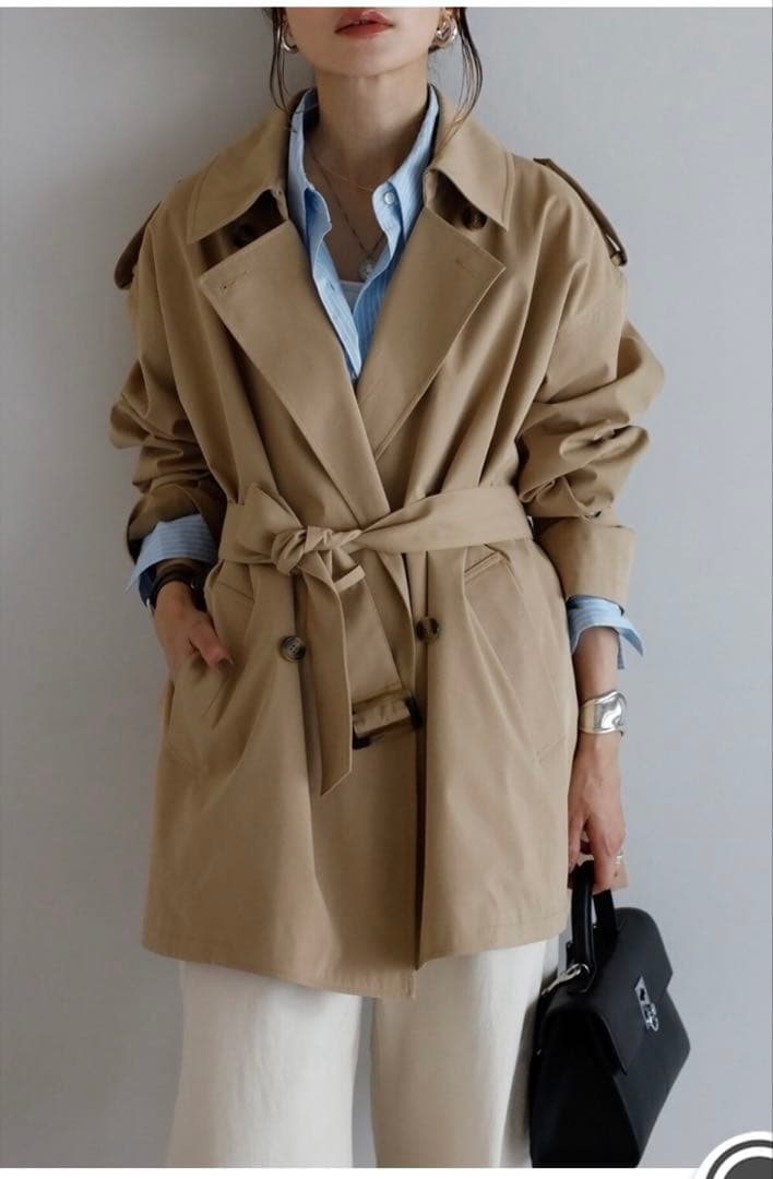Bonjour sagan【新品】ベルト付きミドル丈トレンチコート
