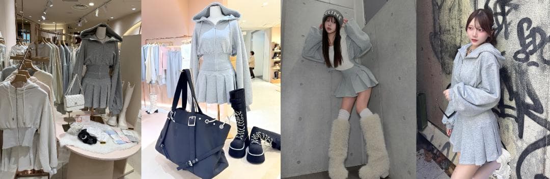 ダーリッチ darich カラーラメスウェットコルセットパーカー グレー GRY