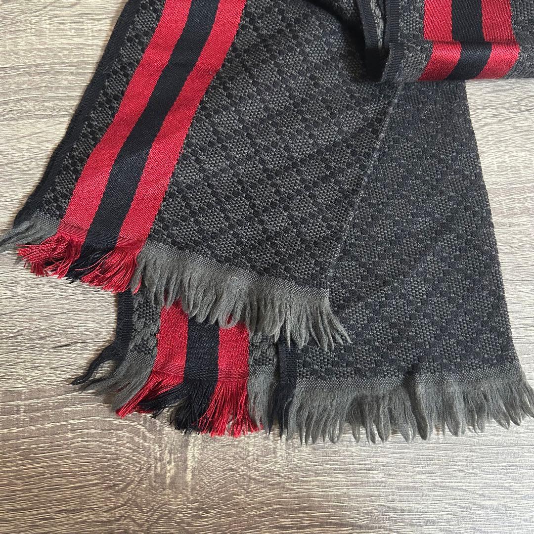 高級✨️ GUCCI マフラー ラナウール セタシルク イタリア製 モノトーン