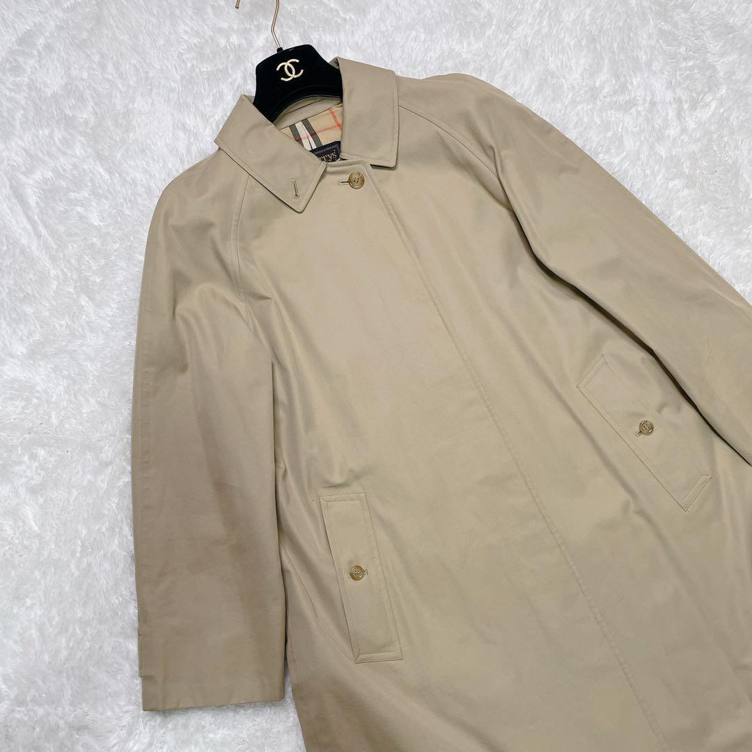 【金タグ】バーバリー　ステンカラー　スプリングコート　ノバチェック　バックボタン