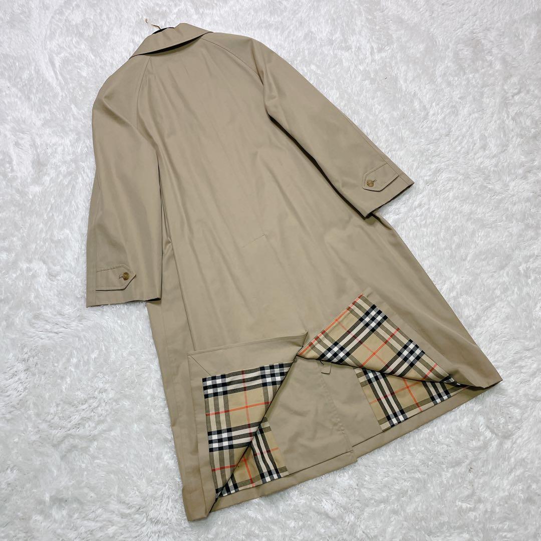 【金タグ】バーバリー　ステンカラー　スプリングコート　ノバチェック　バックボタン