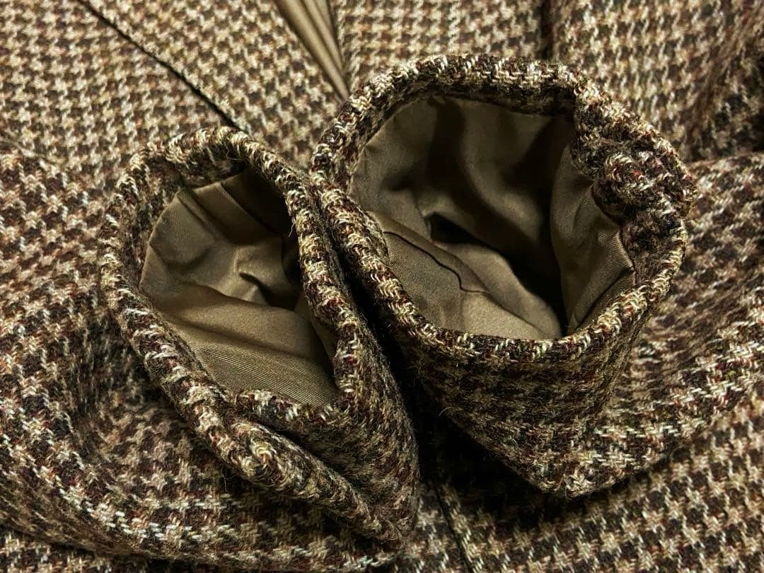 極美 90s ハリスツイード テーラードジャケット 千鳥柄 総柄 AB5 総裏